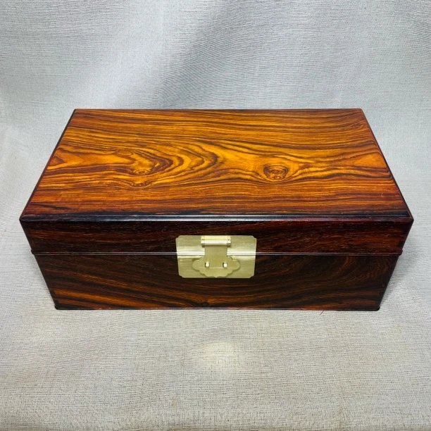 微凹黄檀带隔层精品花纹收纳箱首饰箱