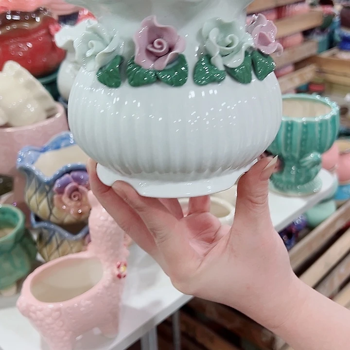 有孔，凑单福利满10元发货陶瓷多肉花盆！