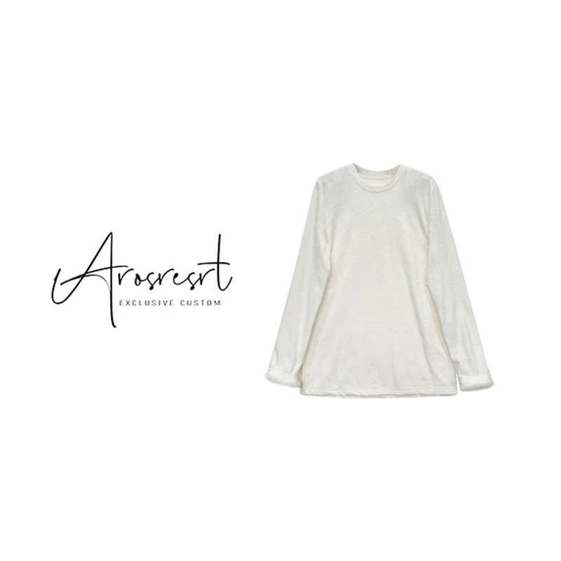 【浮雕打底】秋冬薄绒新中式打底弹力中长款浮雕刺绣马蹄袖单穿内搭