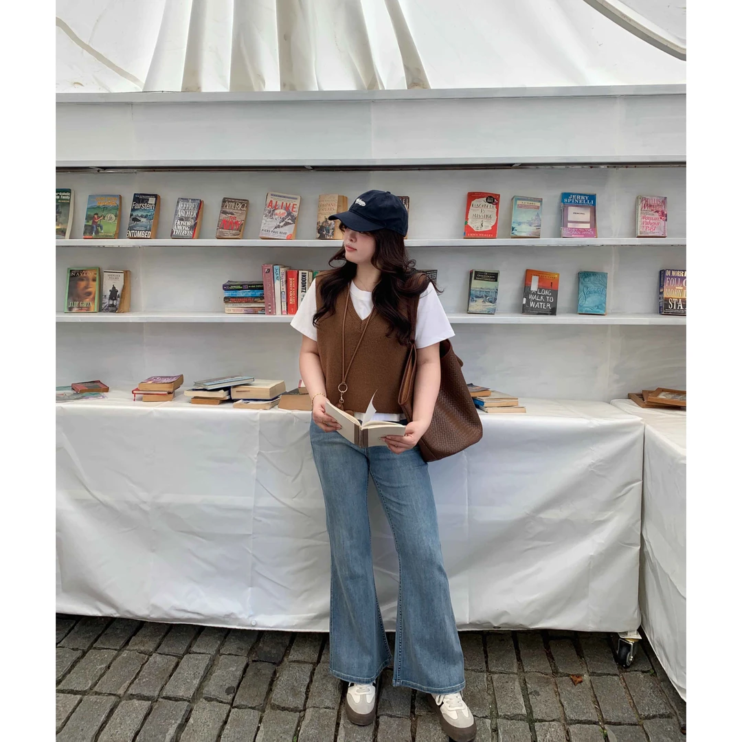 【叠穿搭档】大头婷微胖定制秋季百搭V领针织马甲 L8151