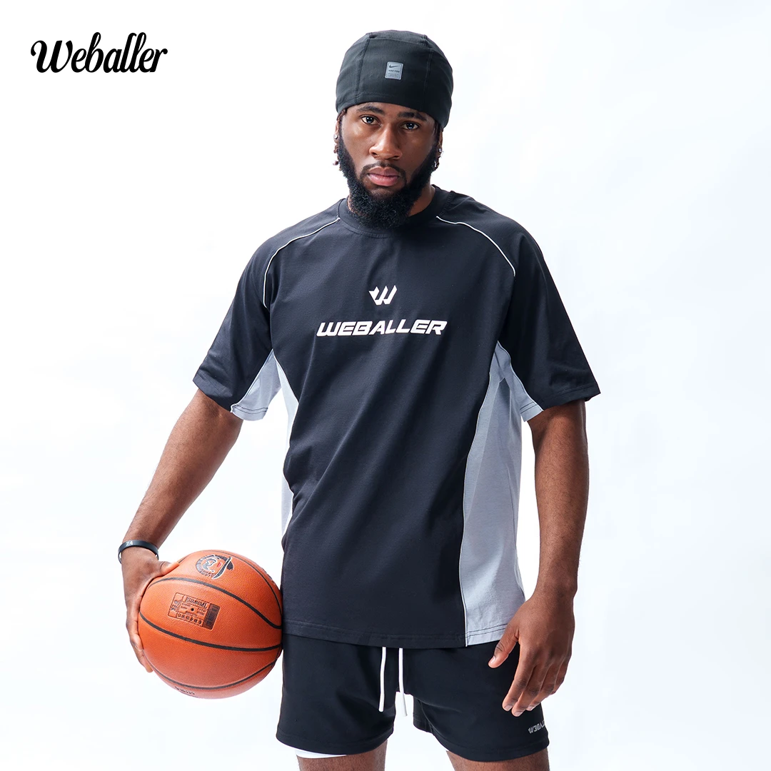【WEBALLER】2025新款拼接短袖运动篮球男生休闲户外夏季透气
