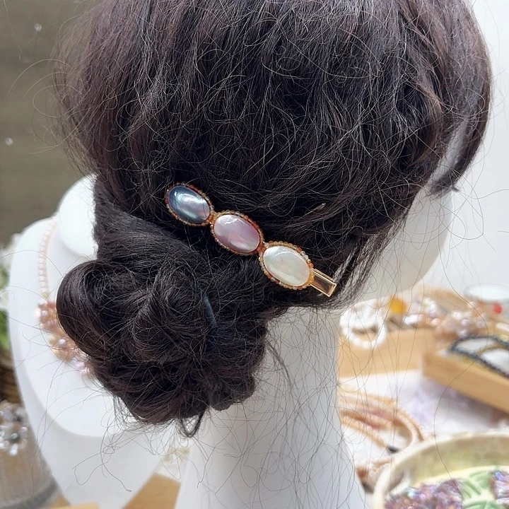 淡水珍珠发饰银S925镶嵌