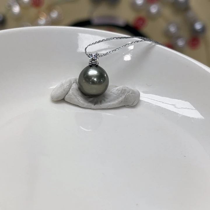 颈饰银S925镶嵌海水珍珠大溪地 9-10mm43号