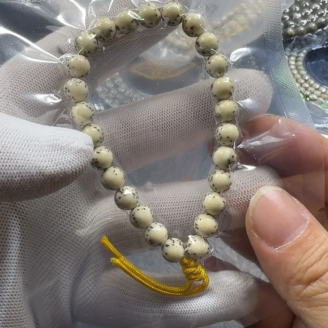 星月菩提手串西**生星月菩提8mm石玉料骨瓷圆珠（轻微走色