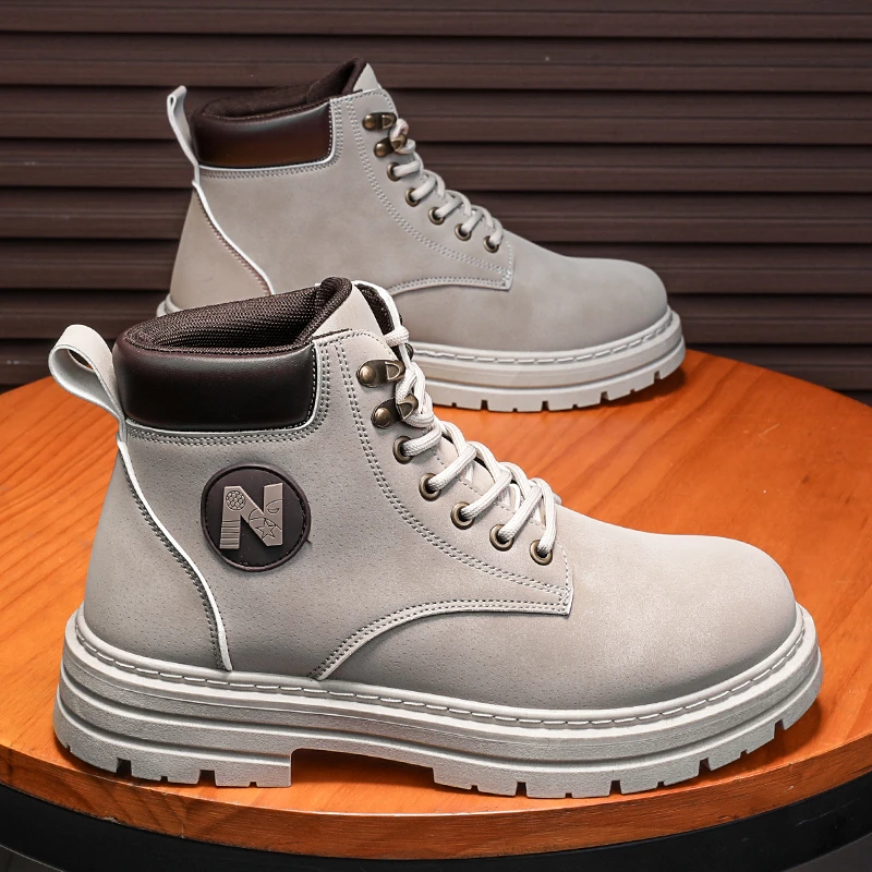 马丁靴冬季大黄靴踢不烂新百伦耐磨机车高帮加绒保暖男士工装靴男