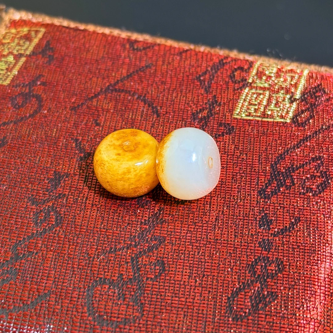 单颗46 旧藏和田白玉 明清风格 隔珠 0.9厘米