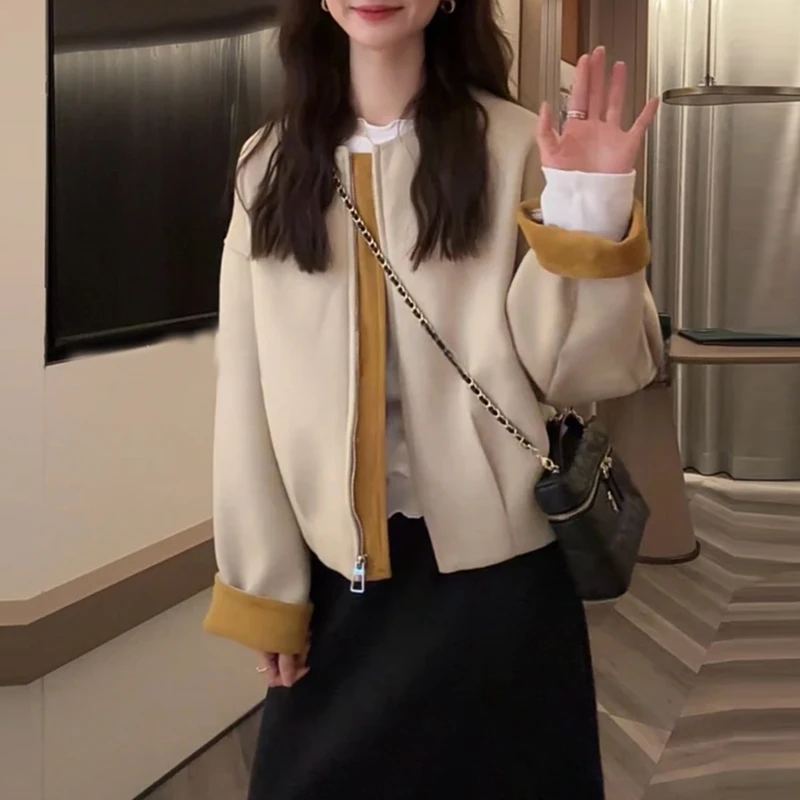 2025秋韩版宽松轻奢洋气高级感秋简约短外套上衣女士潮流女士