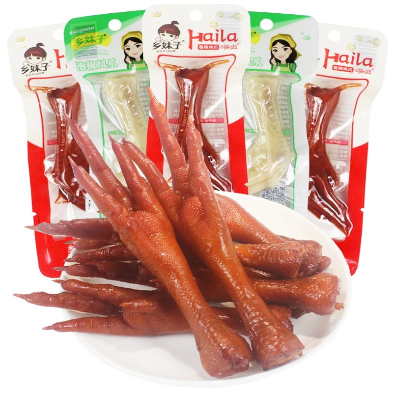 乡妹子鸡爪香辣凤爪嗨辣泡椒鸡脚温州特产卤味熟食休闲办公零食