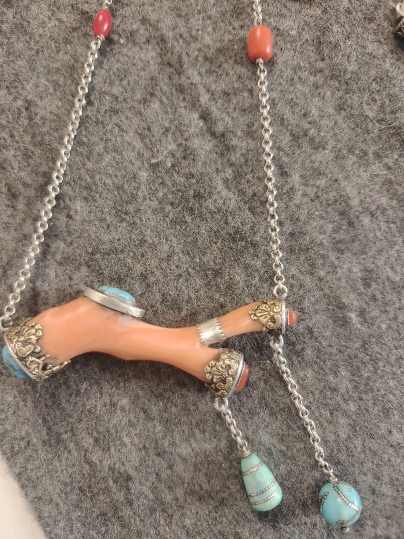 坠链均925银琉璃 尼泊尔纯手工小树枝