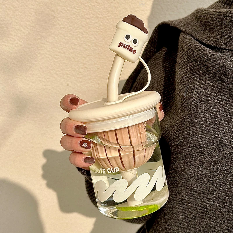水杯玻璃杯女生高颜值便携办公室2025新款茶水分离吸管杯夏天杯子