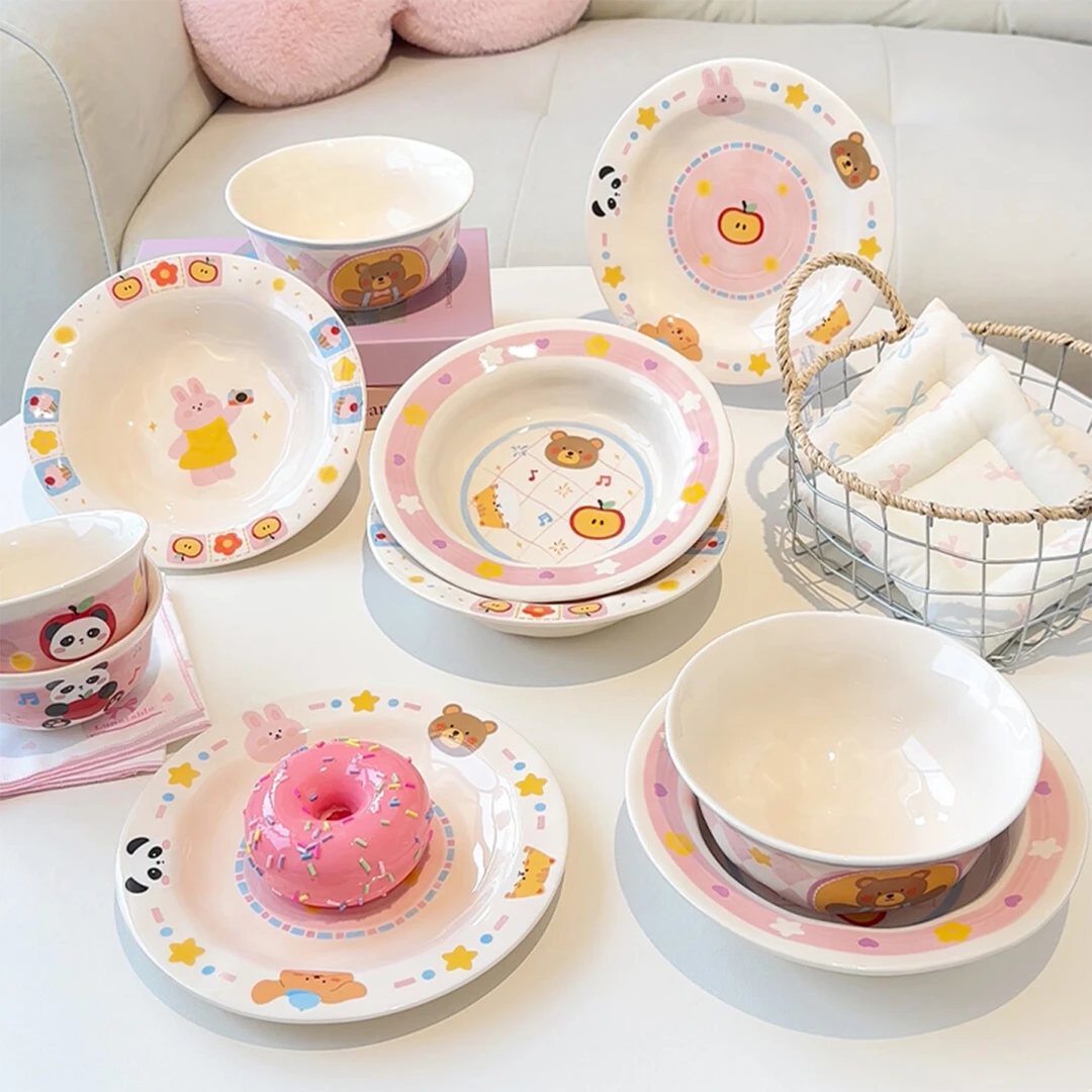 川岛屋可爱盘子菜盘家用2025新款陶瓷早餐盘碟子意面盘一人食餐具