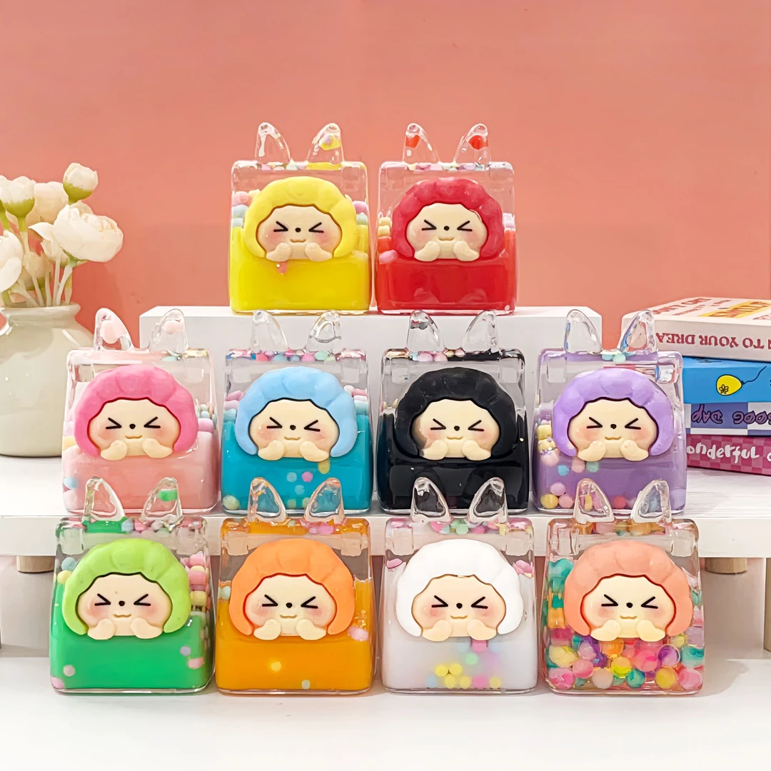 【混拆】双许愿奶豆爆闪泡泡珠款流沙树脂创意微景观桌面摆件