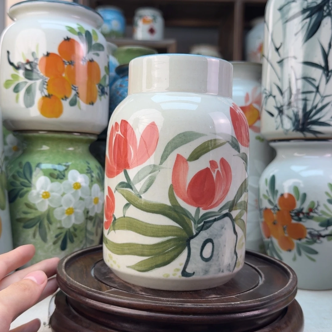 景德镇陶瓷手绘花瓶无孔