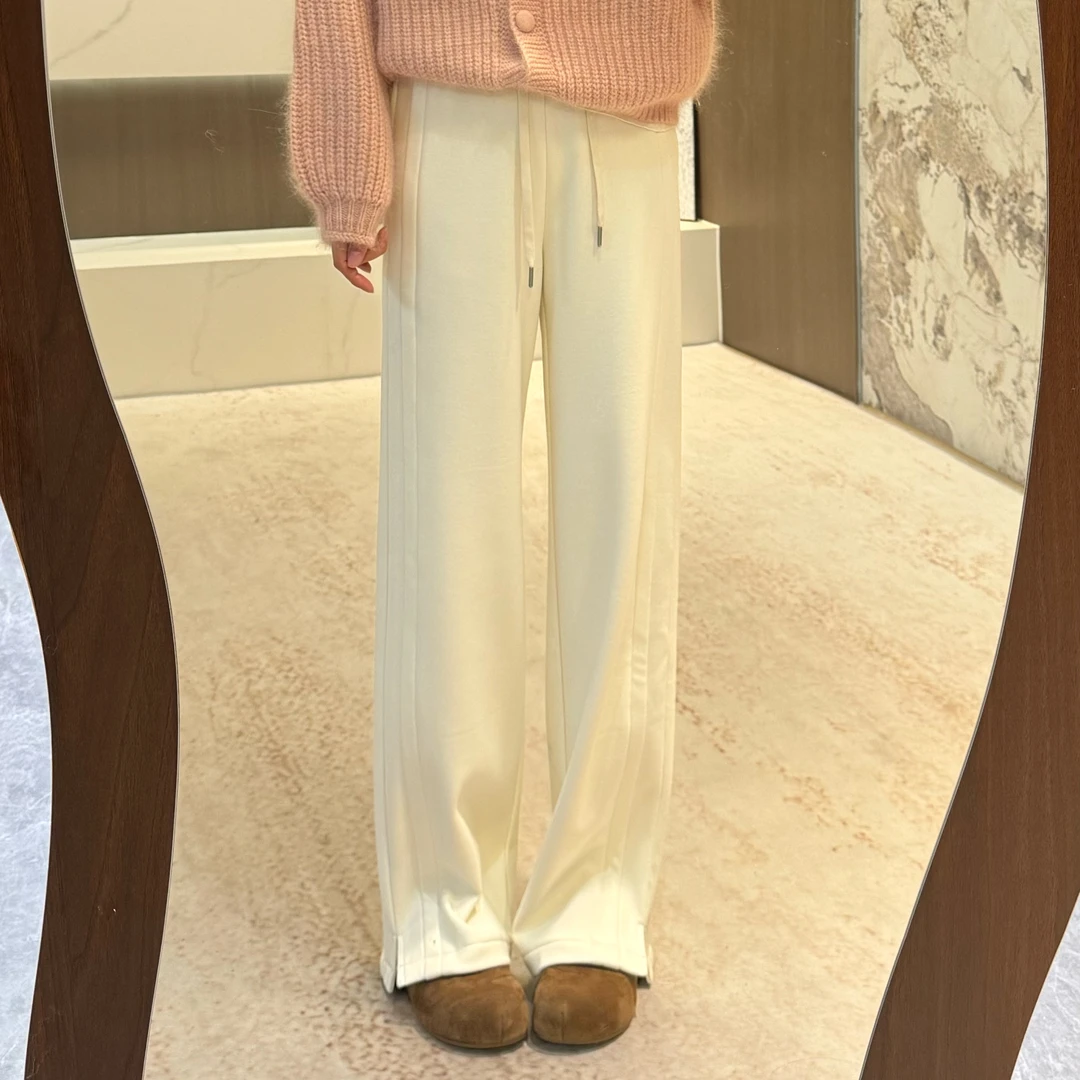 宿慕SUMU 加绒直筒休闲裤9-30新款2025舒适高腰显瘦直筒裤5292