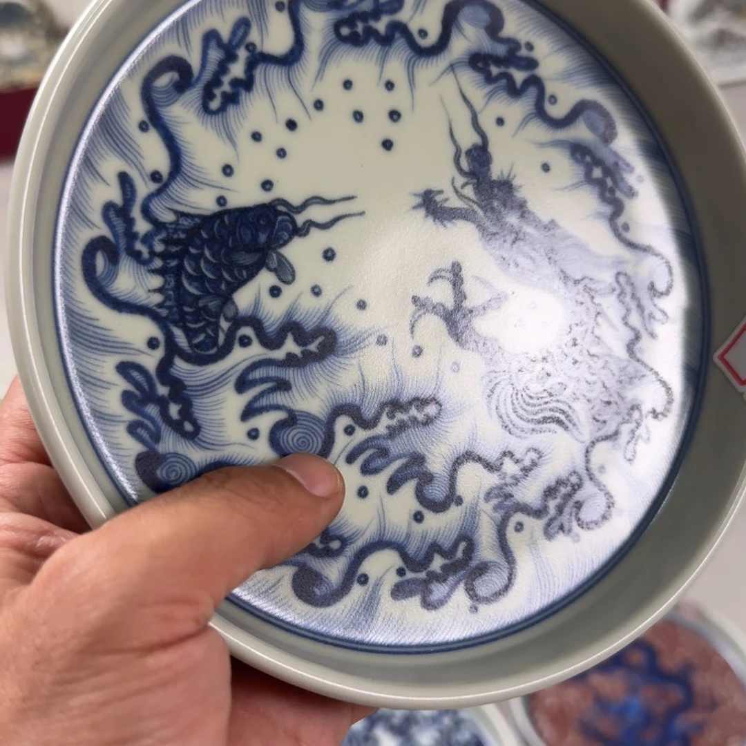 摆件青花鱼化龙大壶承