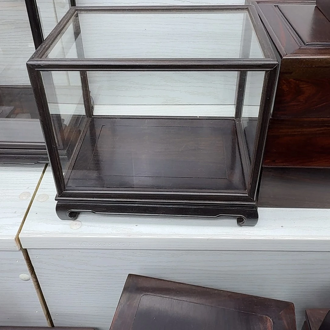 木紫光檀长19横玻璃罩