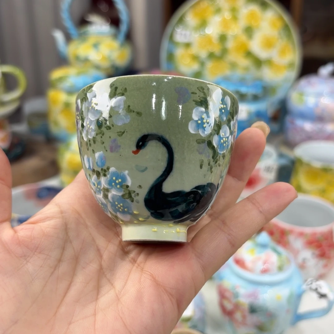 瓷片景德镇手绘高温釉下彩陶瓷茶具