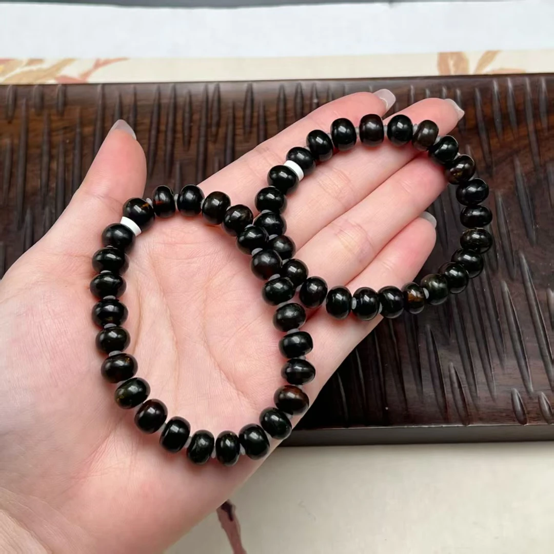 【北野珠宝】天然抚顺琥珀翳王手串-B166H-204多样性发一9mm