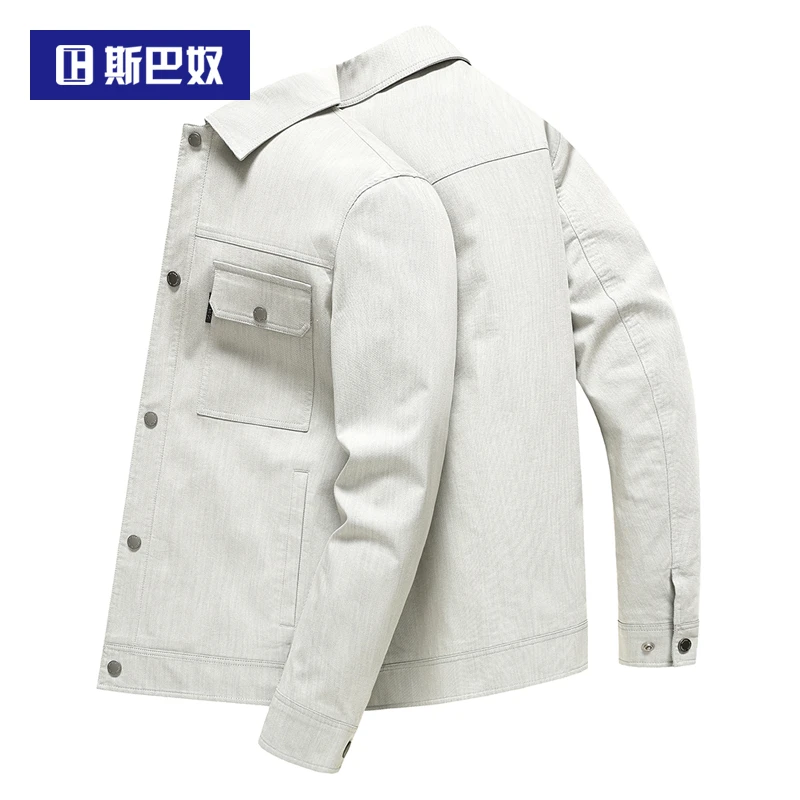 斯巴奴新款工装衬衫夹克男2025春季休闲翻领茄克衫百搭春秋薄外套