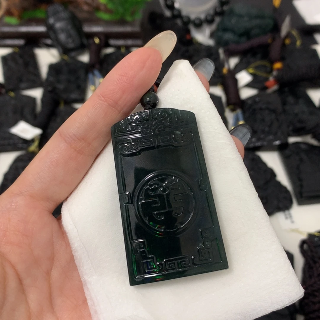 翡翠未镶嵌挂件天然a货钢琴黑挂件