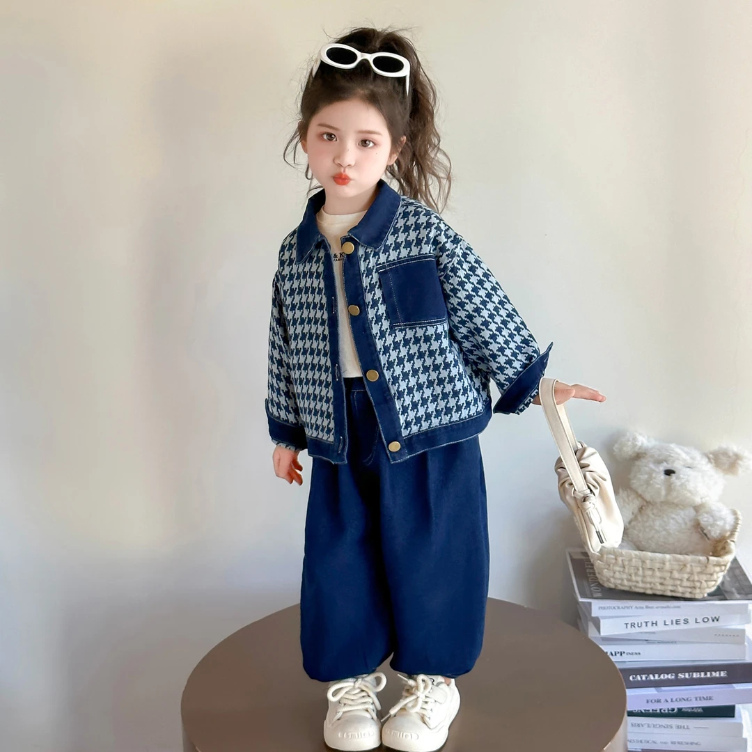女小童牛仔套装春秋款2025新款宝宝休闲运动秋装小女孩时髦两件套