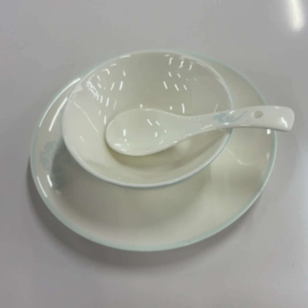 瑞气祥云3件套含：7.5”浅式盘十4.75”喇叭碗十勺（5套）