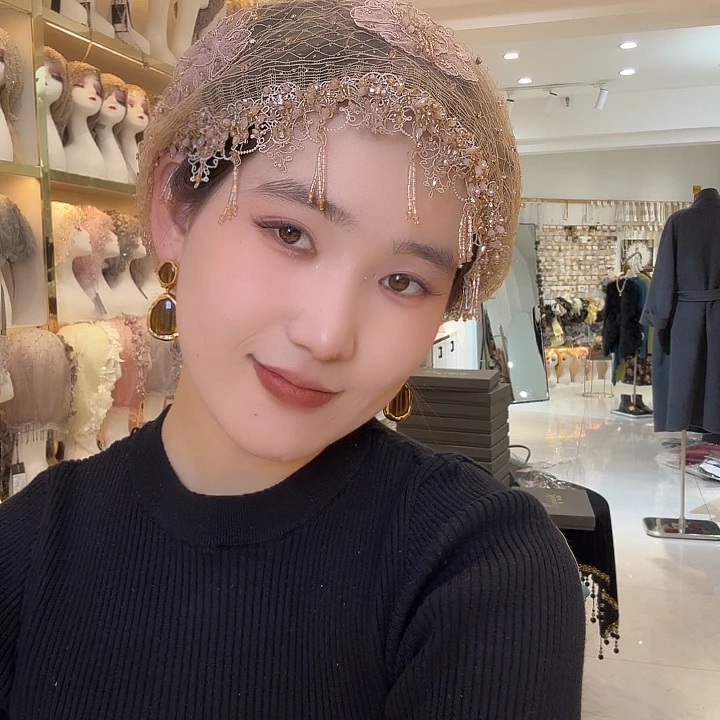 纯棉吊坠款丝带帽子 398粉咖色