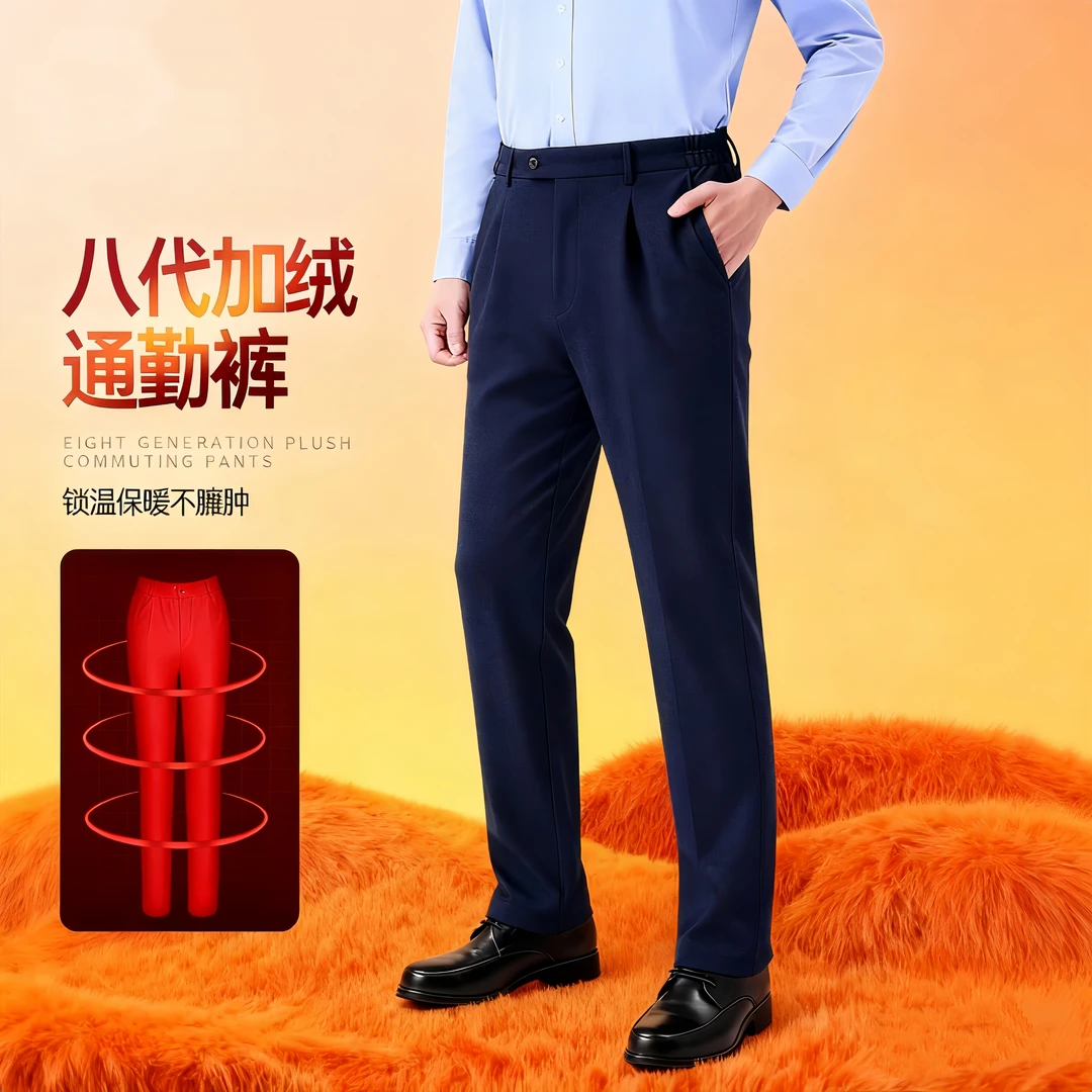 【男女款八代加绒通勤裤】高弹力工装裤执勤商务休闲裤正装西裤