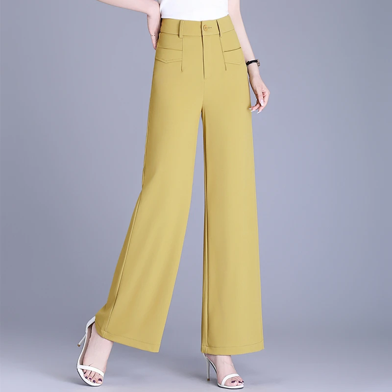 小个子阔腿裤冰丝裤子女2025夏季新款糯米裤垂坠感软糯休闲裤长裤