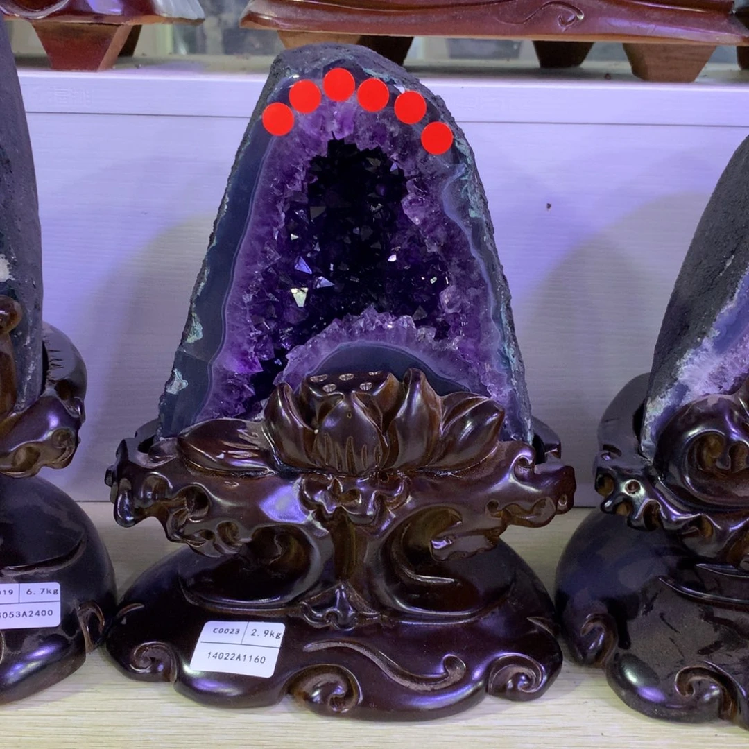 未镶嵌大型摆件（非配饰）紫晶巴西官帽金型洞摆件