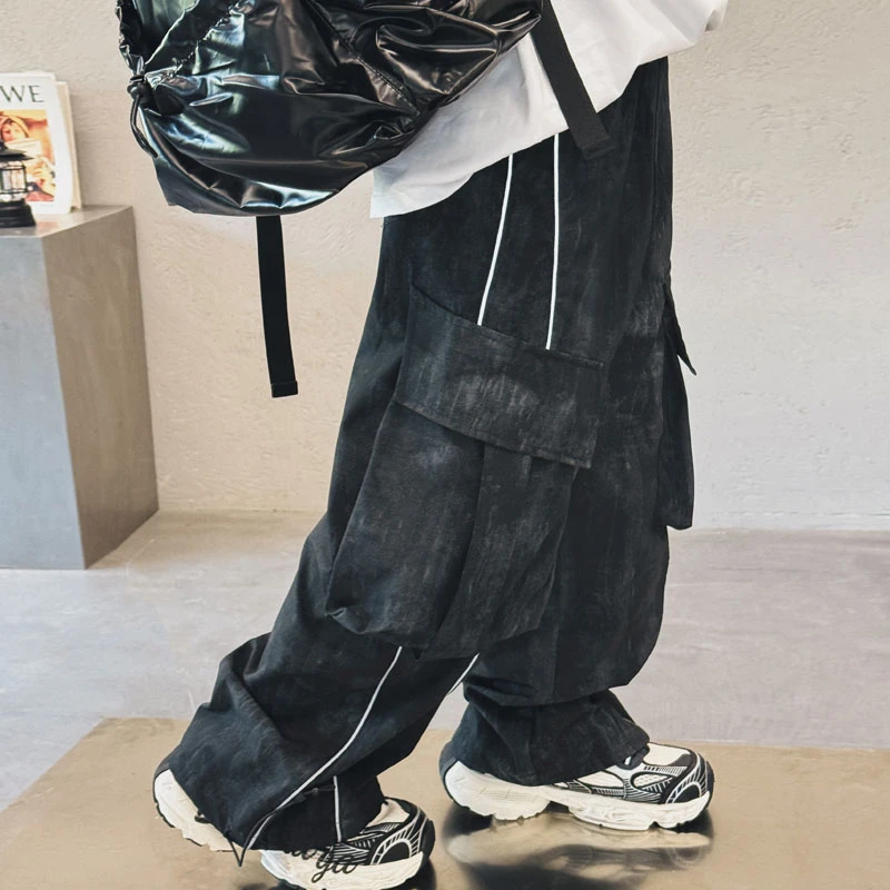 男童工装裤春装洋气高街扎染裤子宽松中大童运动帅气薄款S7601