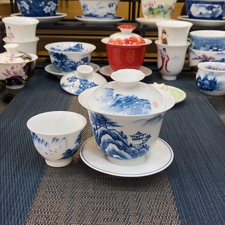 吴氏品雅 高山流水盖碗150cc送主人杯