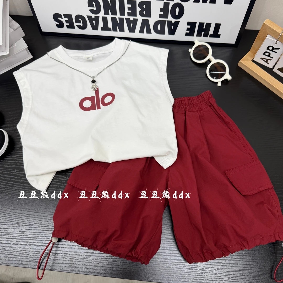 男童夏季套装2025新款韩国童装时尚无袖T恤薄款五分裤儿童两件套
