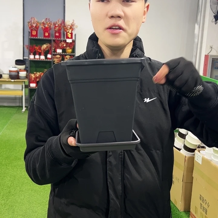 清仓方盆口16高18黑色5只带托