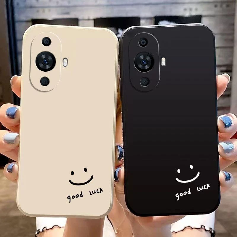黑白简约笑脸适用华为nova11ultra手机壳GOA-AL80U软套软硅胶防摔