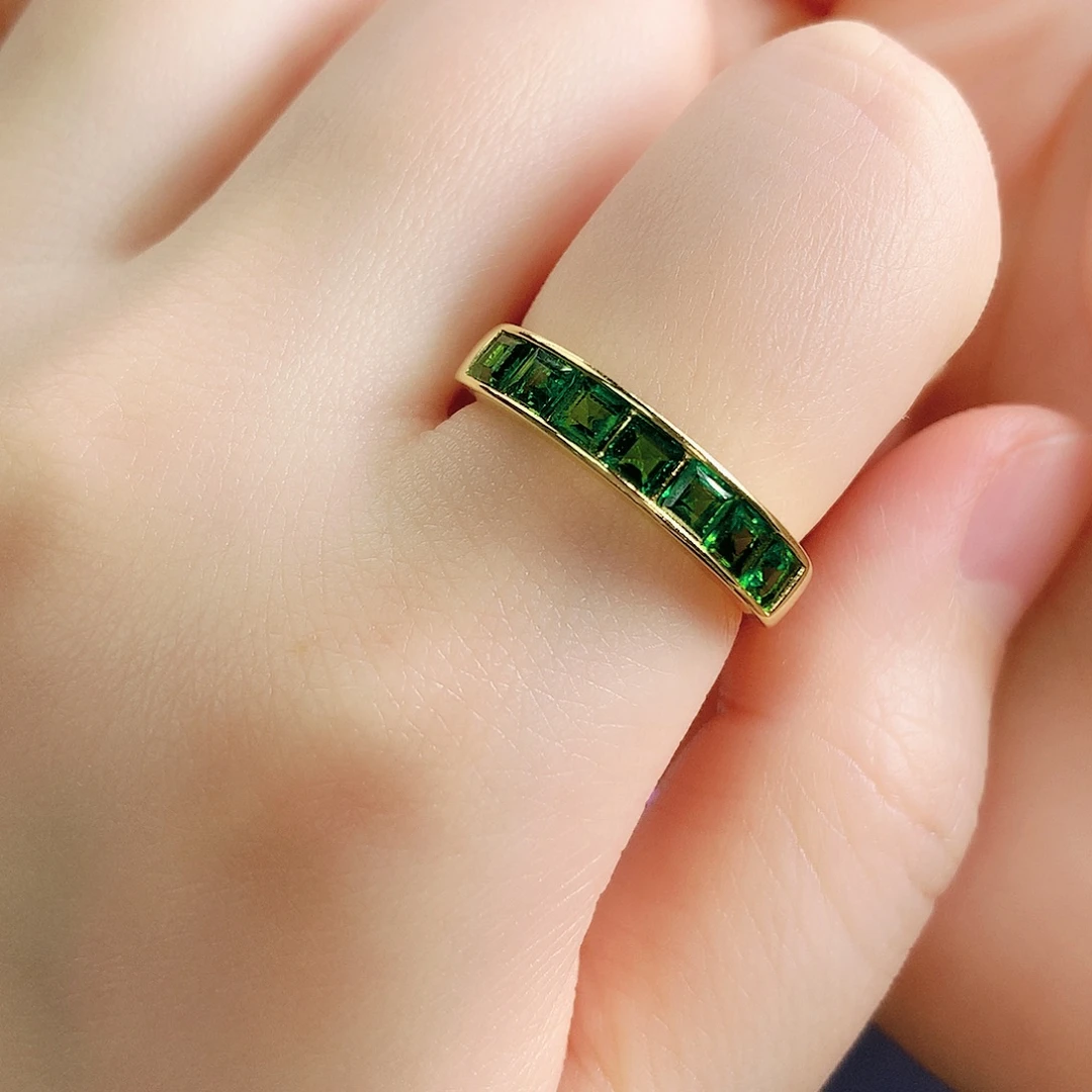 透辉石银S925镶嵌戒指