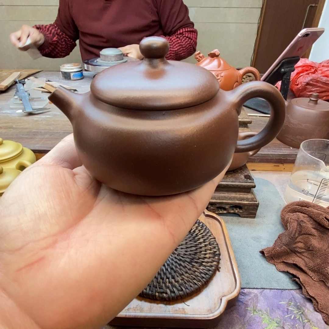 紫砂茶壶纳福壶（原矿底槽青210cc）