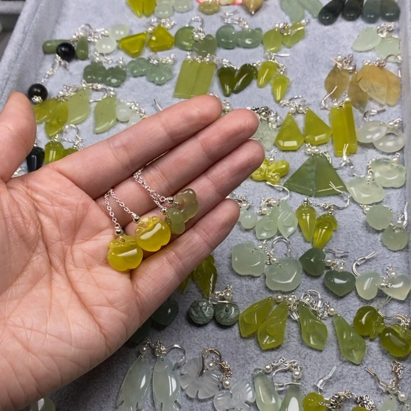 【闪购商品】蛇纹石玉挂件耳饰耳环项链未镶嵌凡*