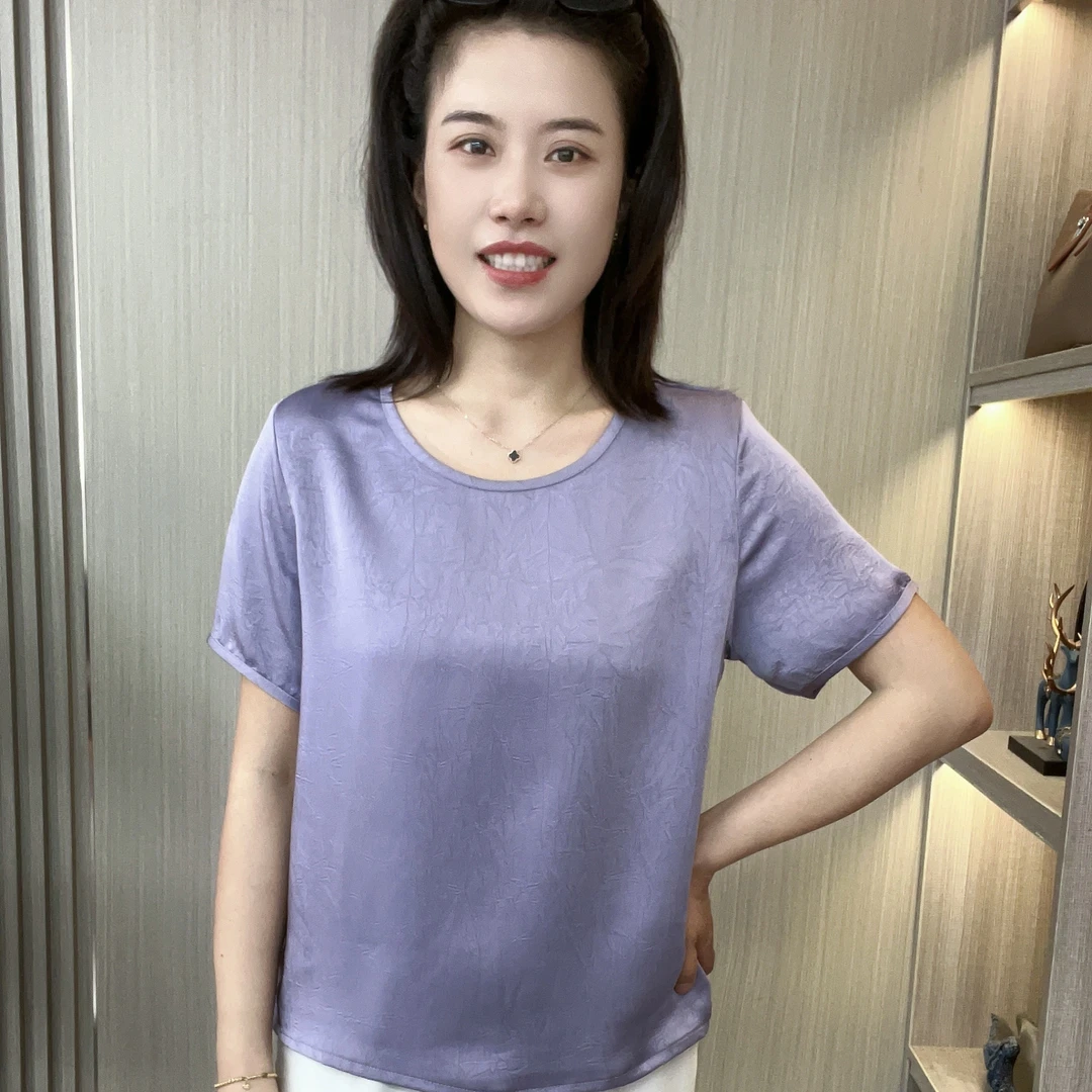 2025时尚宽松气质百搭短袖小衫打底衫中年妈妈装女
