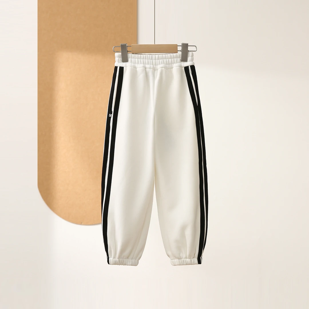 童装【Z品牌】松紧腰侧条纹加绒休闲裤2025冬季三标齐全