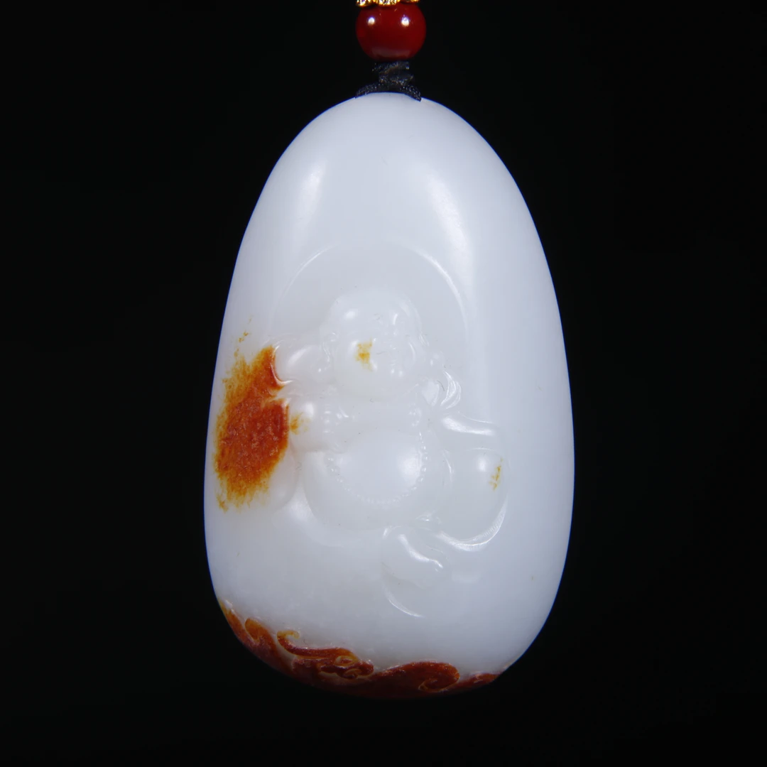 旧藏 和田玉弥勒佛挂件 Z 听雨轩 91485
