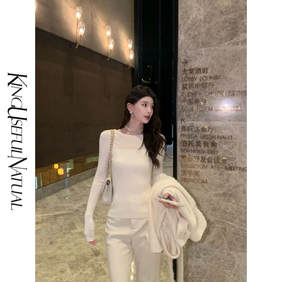 KUN【白昼】时髦层次 高级多织拼接微透肌理薄款针织打底衫上衣