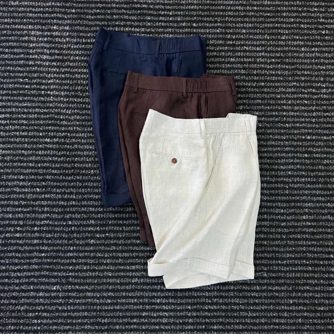 CssuGent那不勒斯皇后100%亚麻老钱风不过膝短裤男绅士优雅绅装裤