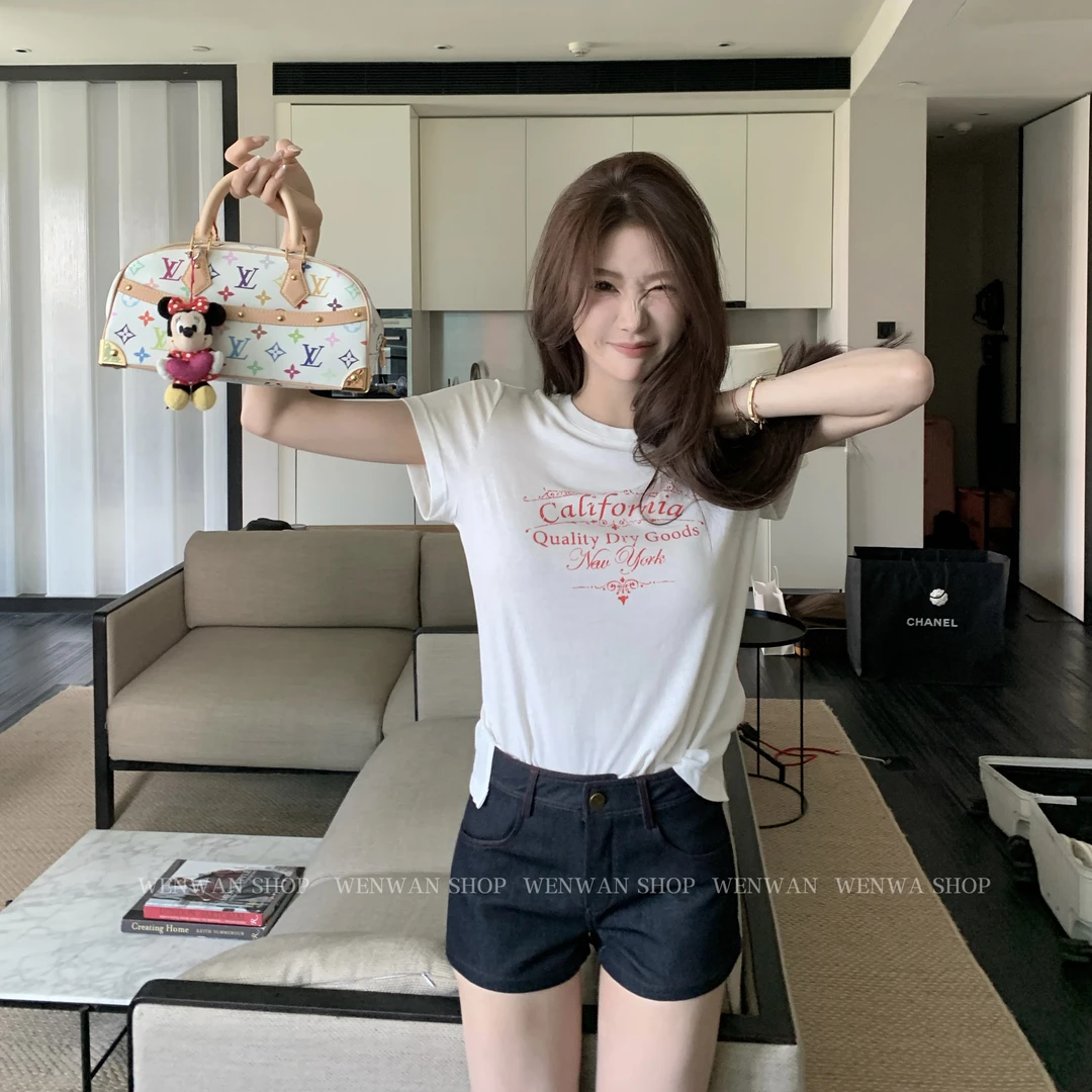 【随性小t】2色！美式复古字母印花圆领短袖T恤
