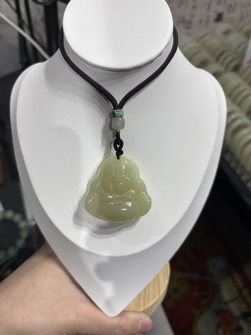 【福泽深厚】天然玉石佛公双面雕刻大肚佛玉石挂件吊坠