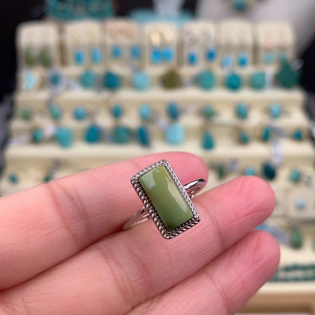 绿松石银S925镶嵌戒指