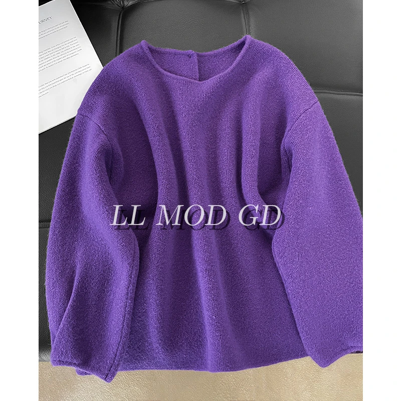 韵致情高 长袖圆领针织衫女款秋冬宽松百搭厚款毛衣上衣YL-255268