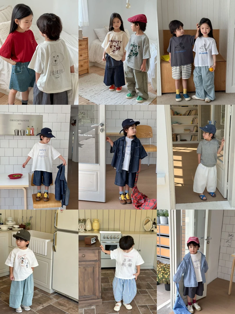 【717-775】夏款儿童男童中性韩版新款短袖套装卡通休闲单件
