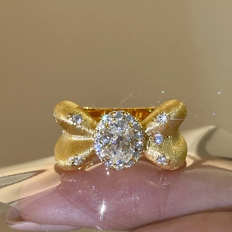 铜合金戒指 戒指爆款鸽子蛋戒指2025新款蝴蝶结百搭指环小众精致