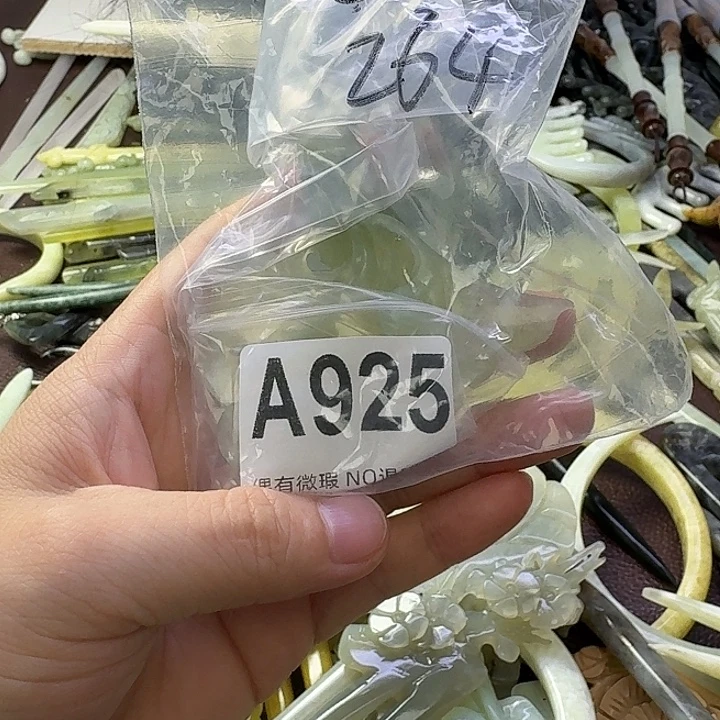 心***清合金蛇纹石玉发饰